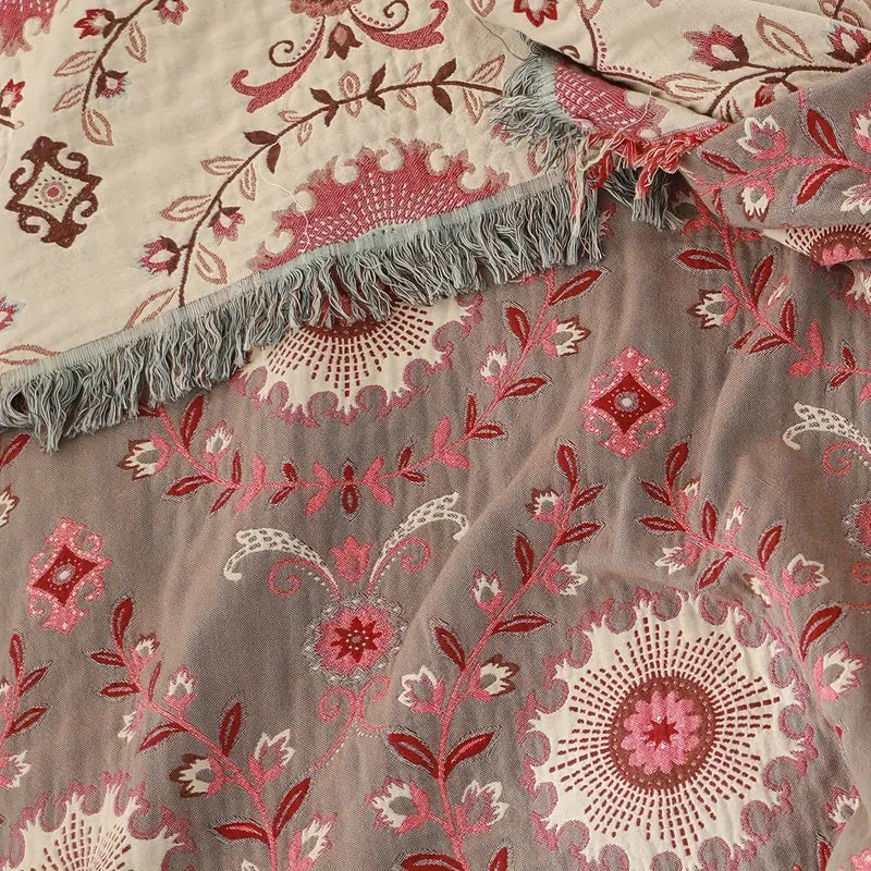 Couverture en Coton Réversible Mandala Rétro