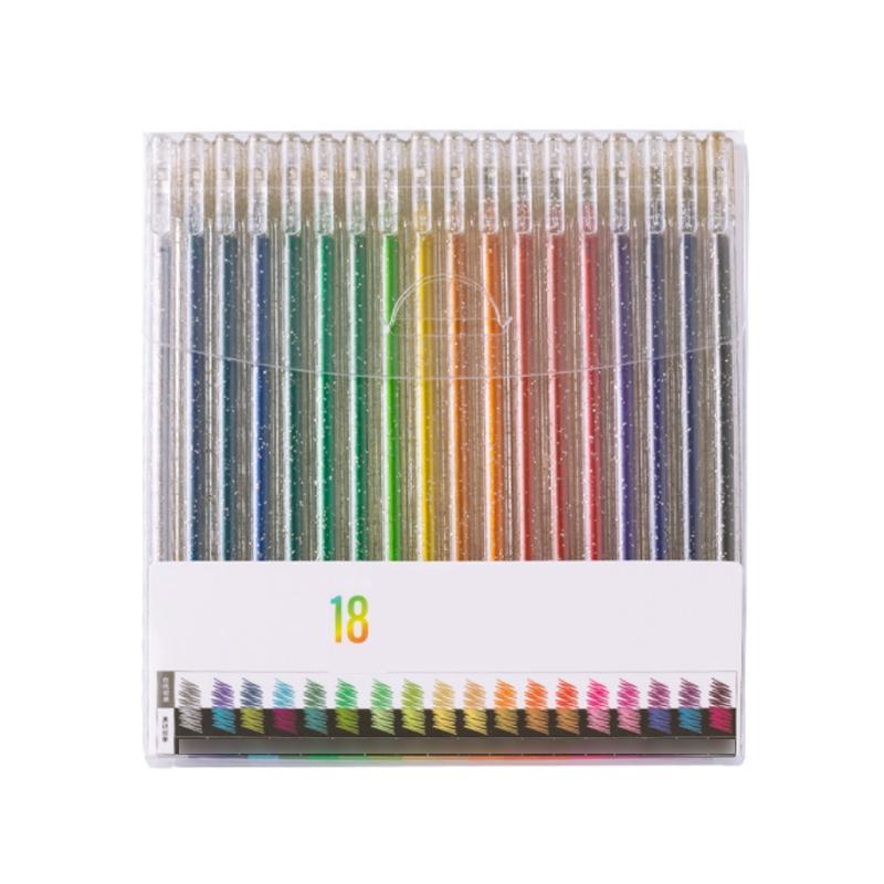GlitteryPen™  | Ensemble de stylos gel avec 18 couleurs | Effets pailletés et métalliques | Créatif pour enfants et adultes