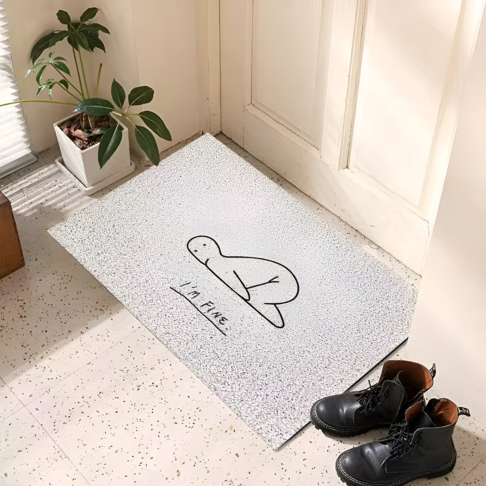 Tapis de porte en PVC antidérapant avec visage souriant