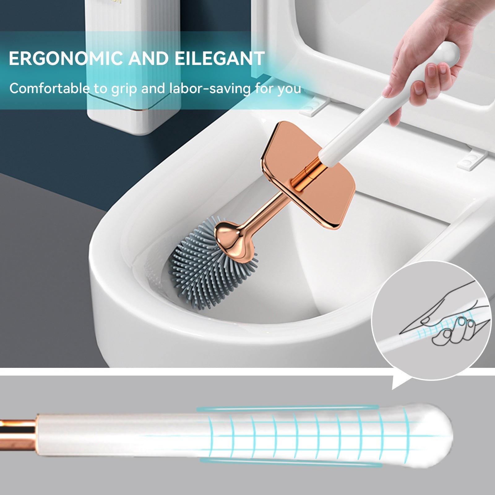 BATHORIA - Brosse de Nettoyage de Salle de Bain Moderne avec Support Durable