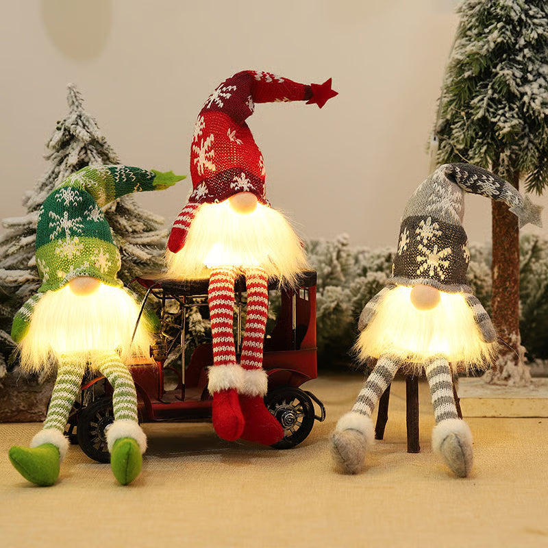 Lutin de Noël avec lumière LED | Figurine décorative faite à la main | Design nordique