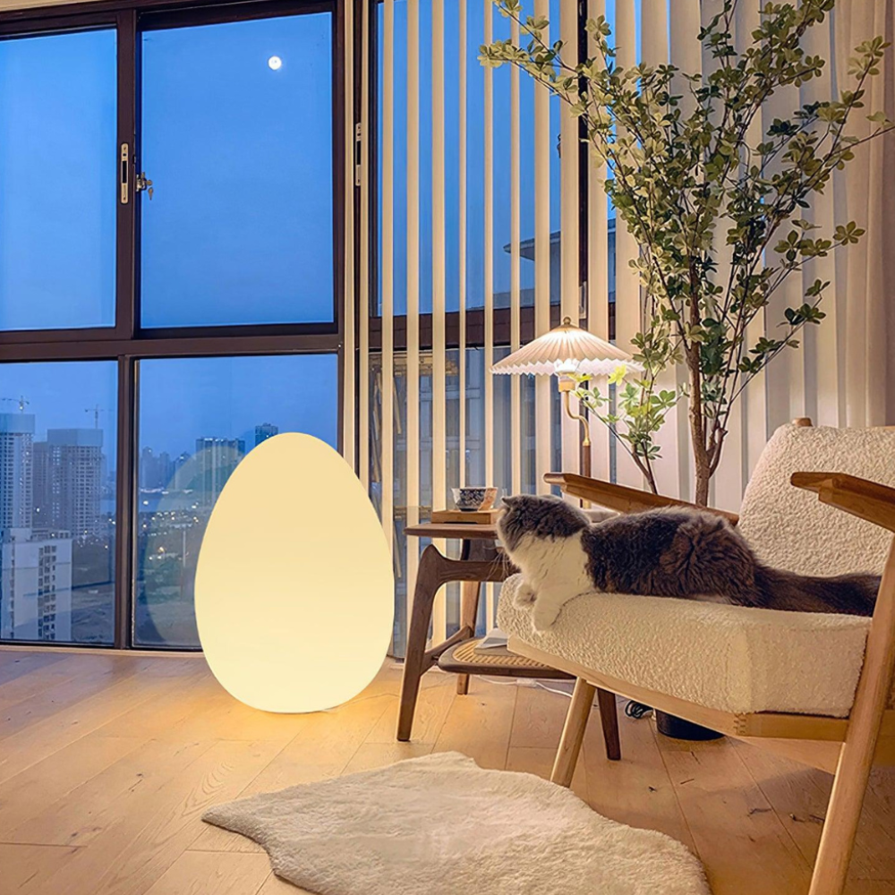 SolStone | Lampe de sol sculpturale œuf moderne minimaliste pour salon