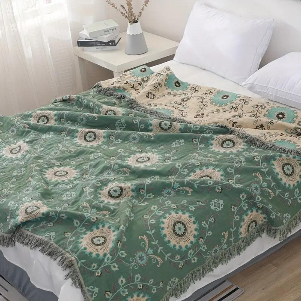 Couverture en Coton Réversible Mandala Rétro