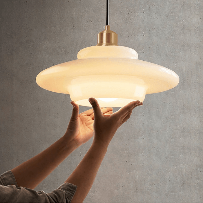 Suspension Moderne en Verre Blanc