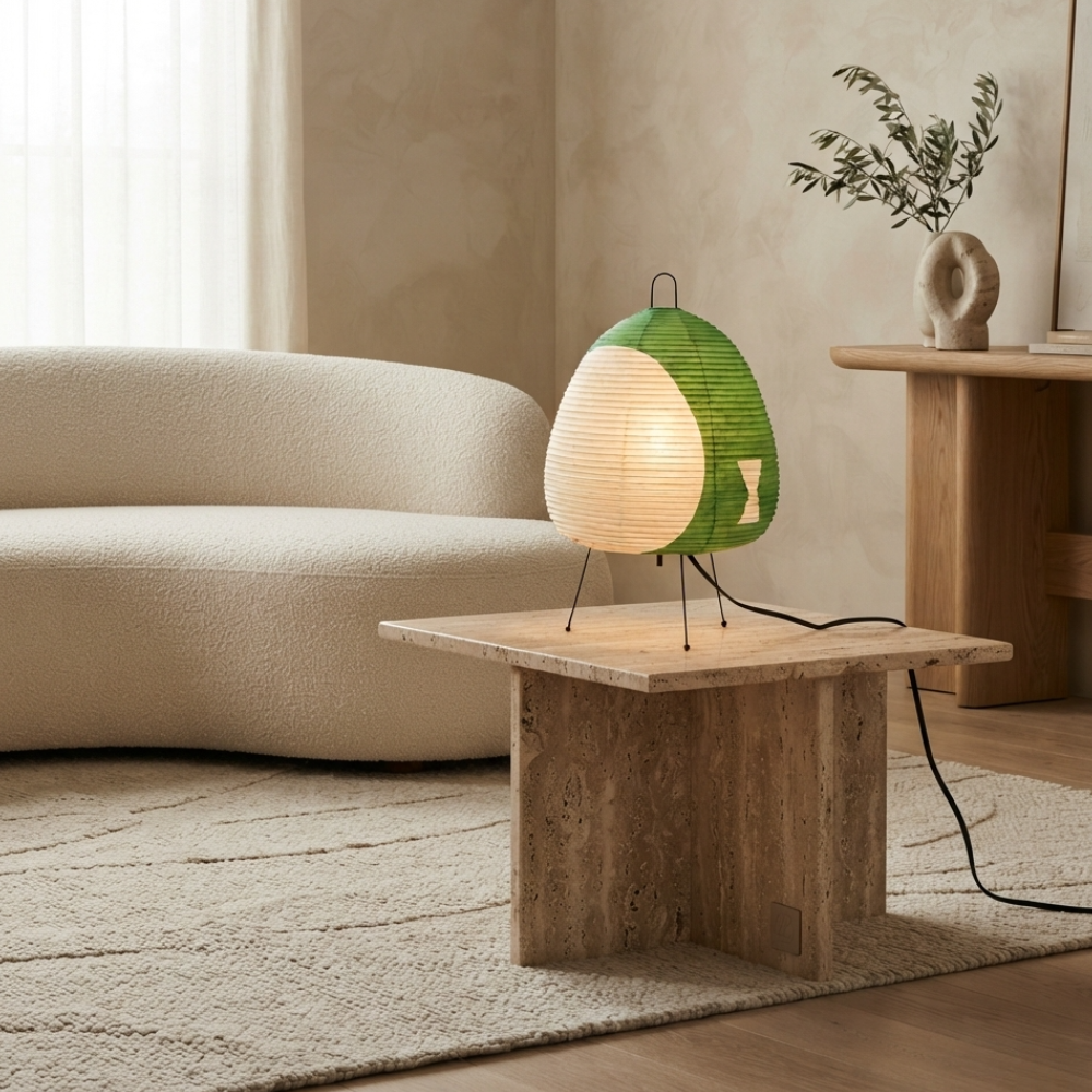 Yunari Haze - Lampe de sol et de table en papier de riz Wabi-Sabi pour une ambiance chaleureuse