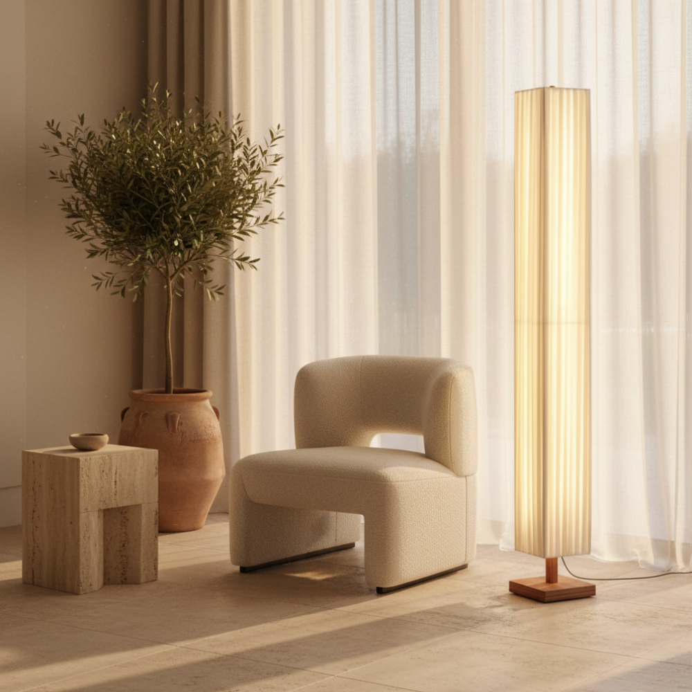 Hikari | Élégante lampe sur pied japonaise moderne avec lumière LED douce et chaleureuse