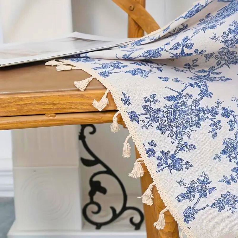 Rideau Floral Blue Rose pour la Maison