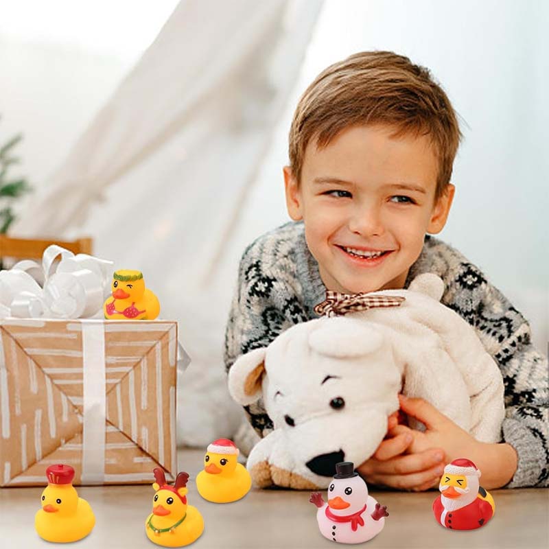 24 Pcs Calendrier de l'Avent Canards en Caoutchouc de Noël