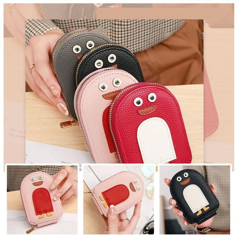 Porte-cartes - motif pingouin compact et durable