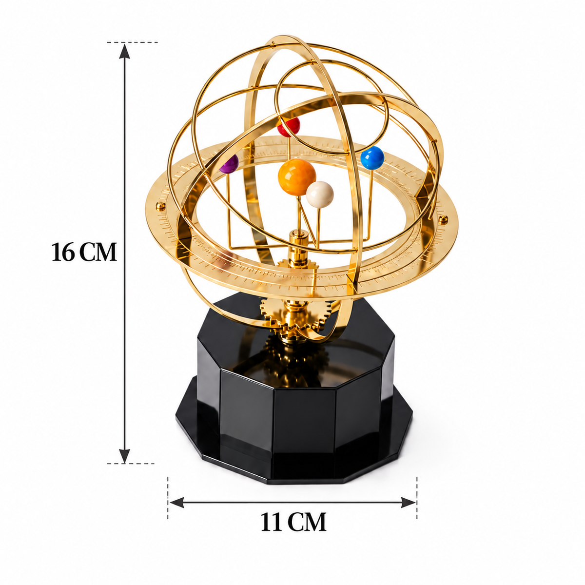 Modèle de Système Solaire Fait Main - Grand Orrery avec Planètes et Lunes