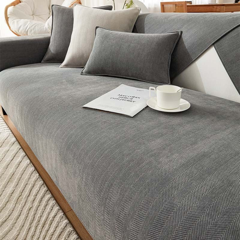 AestheticCover™ | Housse de canapé en tissu chenille avec motif en chevrons
