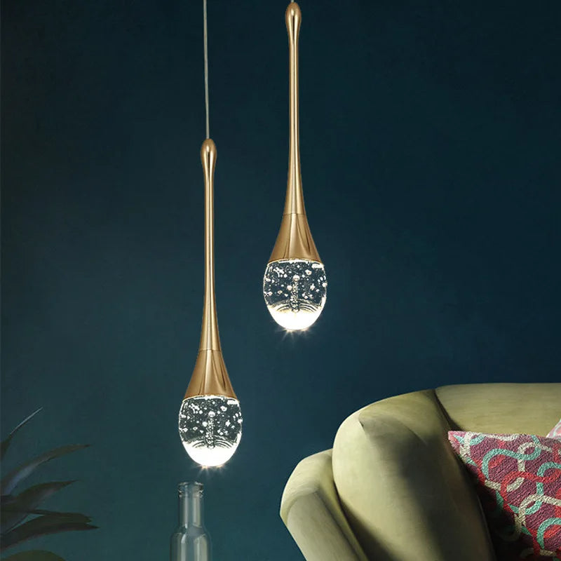 Suspension en verre avec lumière chaude - Vetra