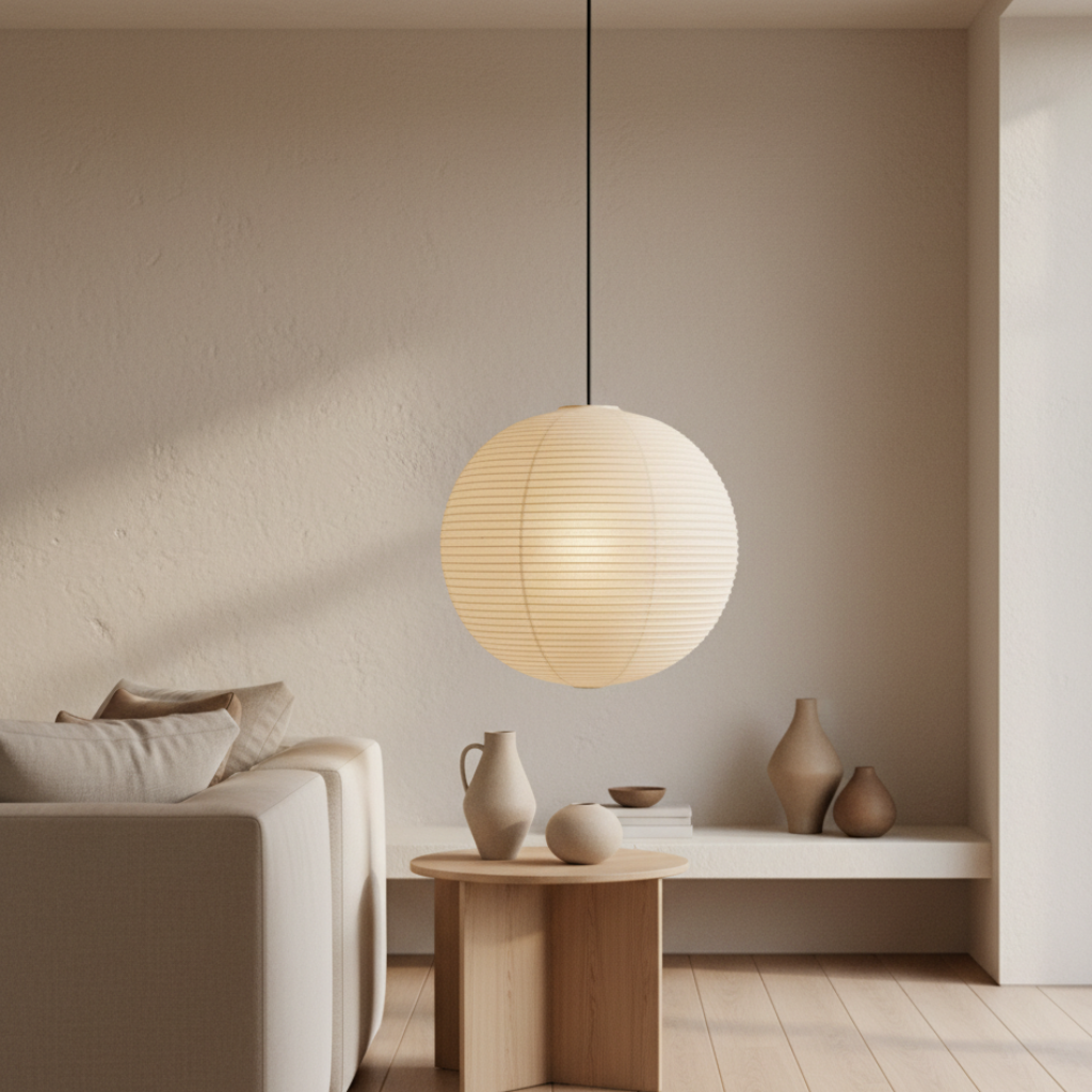 Lampe Suspendue Ronde Akari - Éclairage Suspendu Élégant avec Éclairage Ambiant