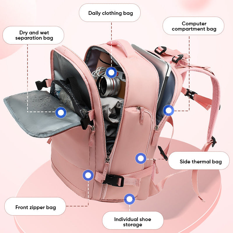 Grand sac à dos de voyage imperméable pour femmes