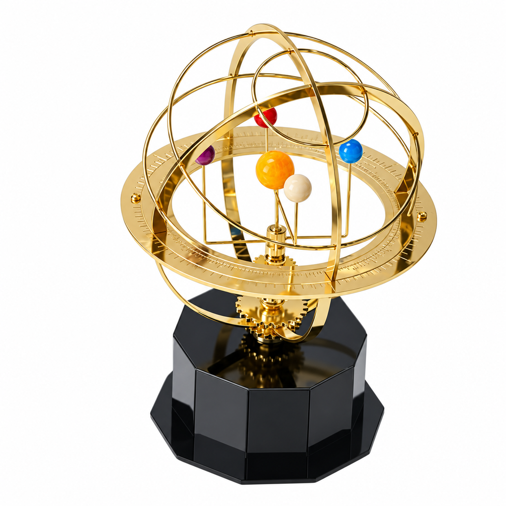 Modèle de Système Solaire Fait Main - Grand Orrery avec Planètes et Lunes