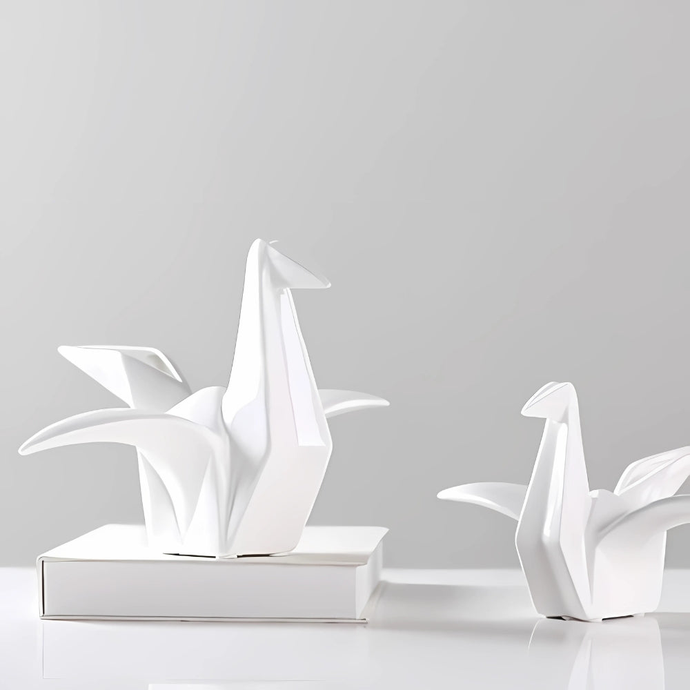 Statue d'oiseau en céramique inspirée de l'origami