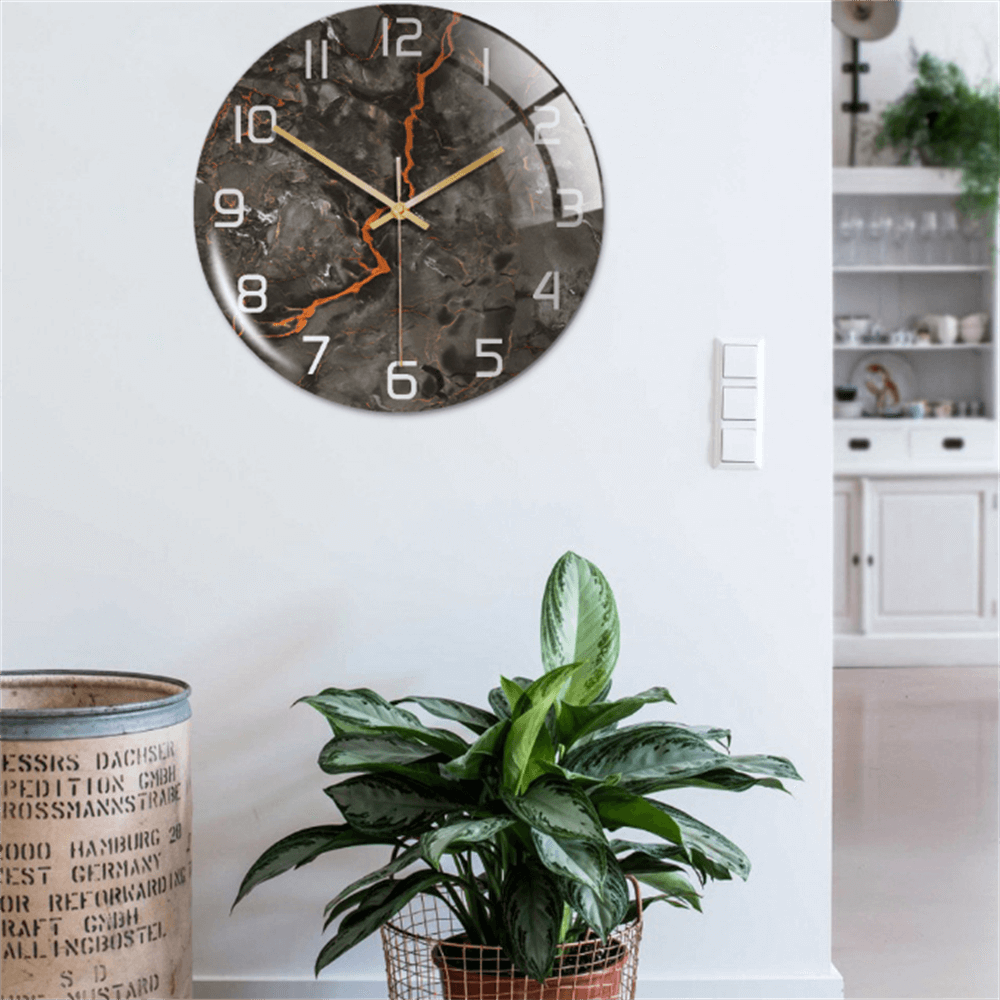 Horloge murale en effet marbre Ø30 cm – design silencieux et élégant