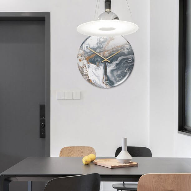 Horloge murale en effet marbre Ø30 cm – design silencieux et élégant