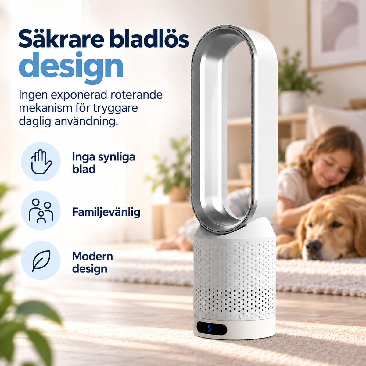 AirPure – Ventilateur tour sans pales (< 32 dB)