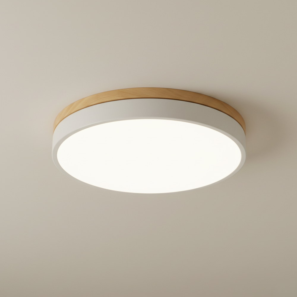 Lumière de plafond encastrée Horizon - Design moderne ultra-fin avec accent en bois