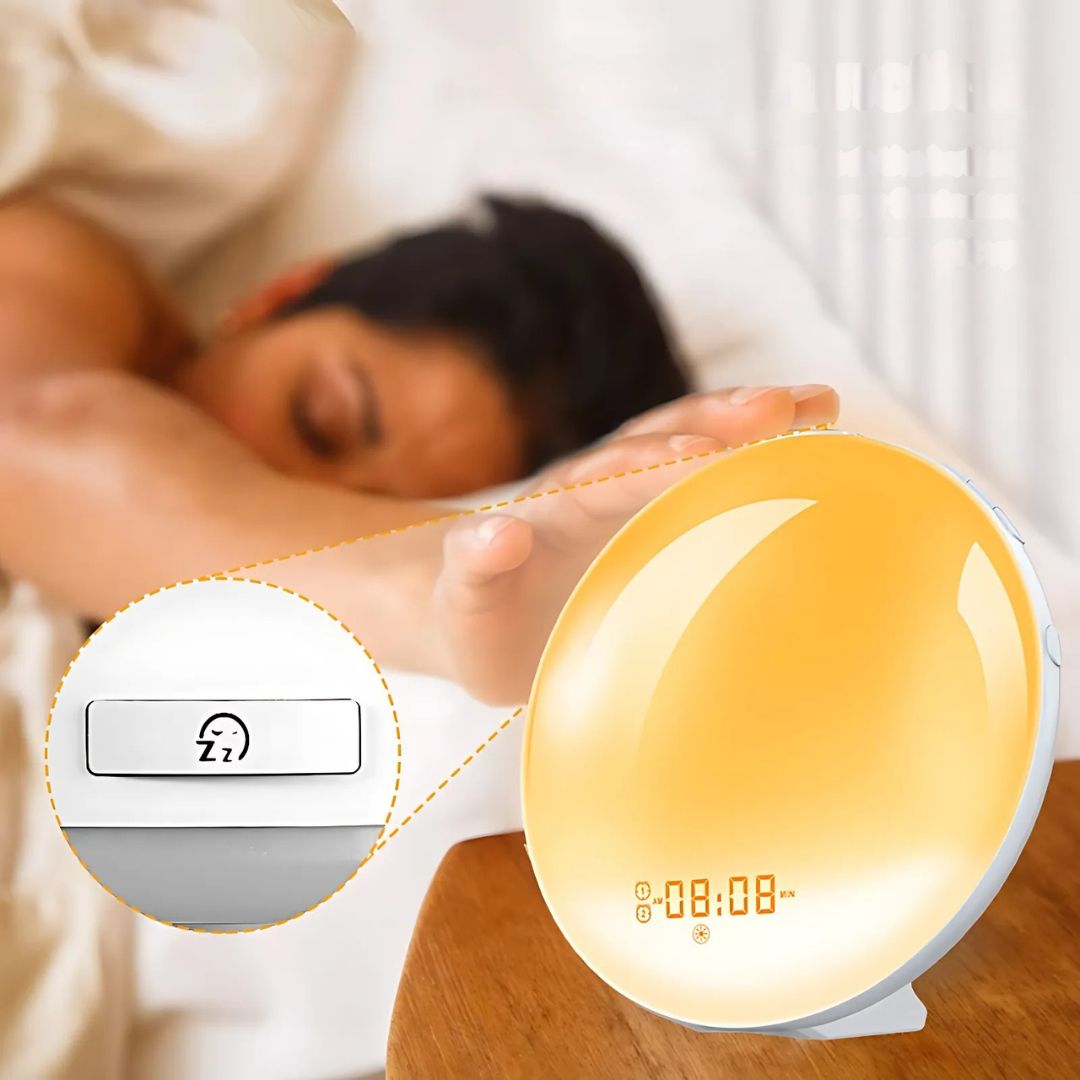 Skanto | Réveil au Lever du Soleil | Lumière Naturelle de Réveil avec Éclairage Ambiant pour Dormeurs Profonds & Matins Sombres