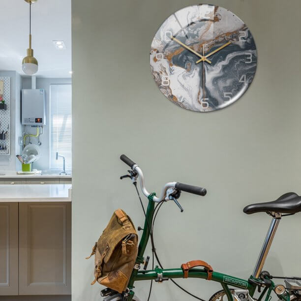 Horloge murale en effet marbre Ø30 cm – design silencieux et élégant