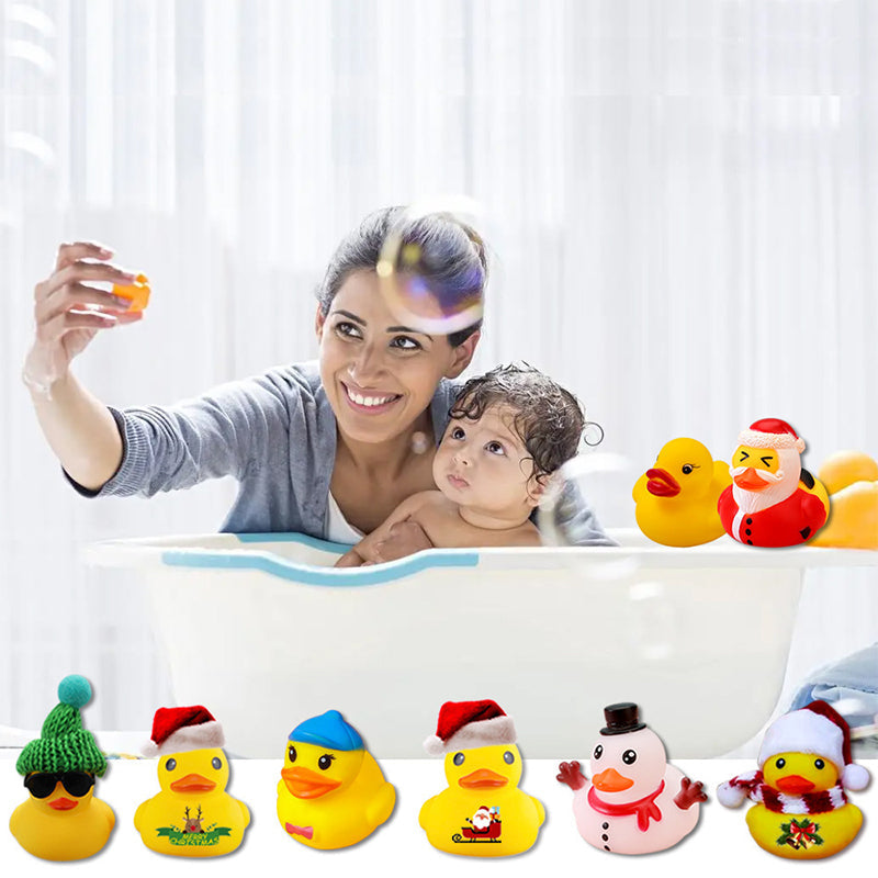 24 Pcs Calendrier de l'Avent Canards en Caoutchouc de Noël