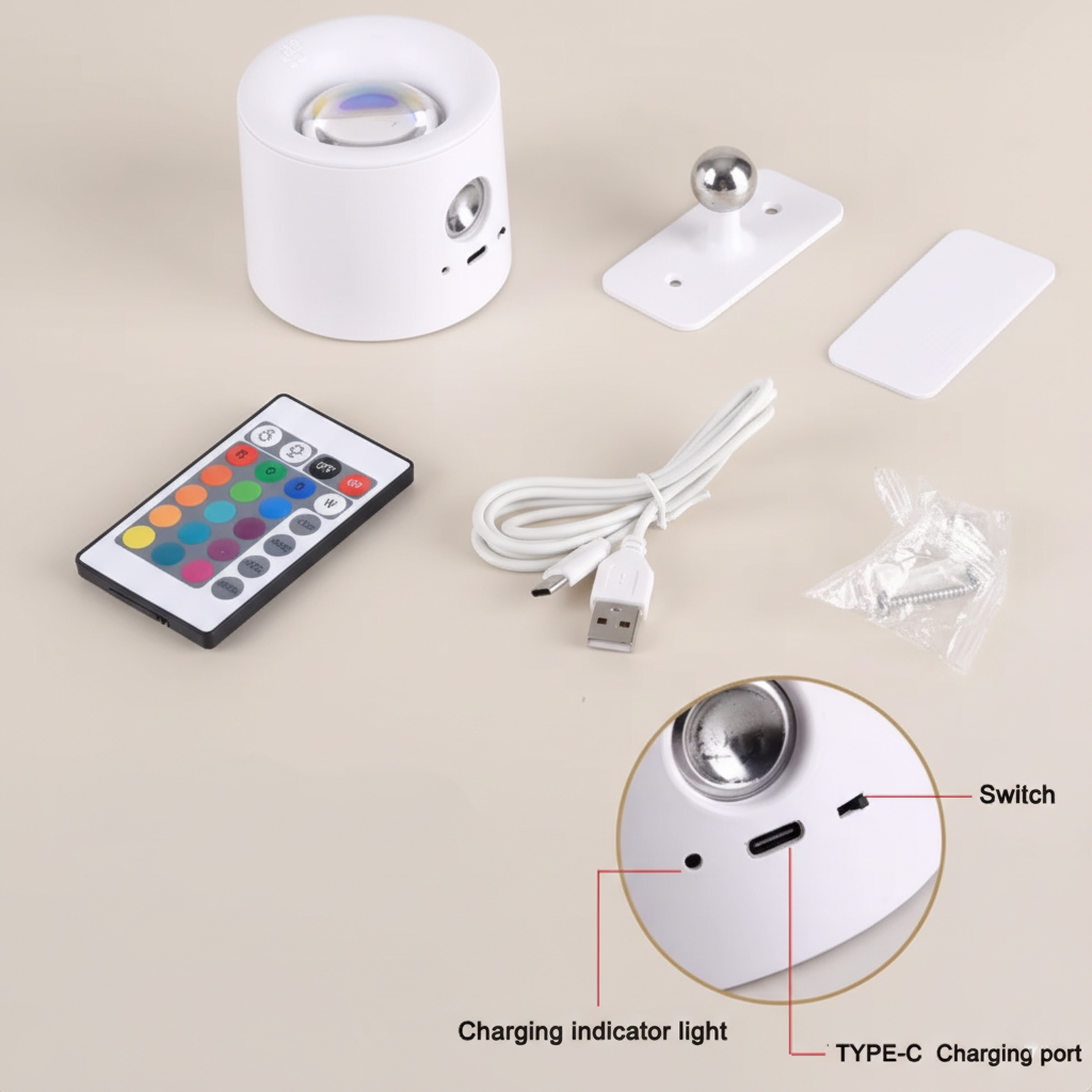 Pivot Easy-Stick – Applique murale LED sans fil à double direction 360°, alimentée par batterie, rechargeable par USB