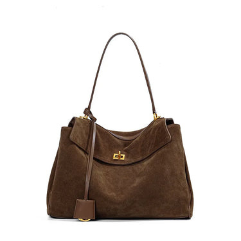 Grand sac à main rectangulaire en faux daim doux