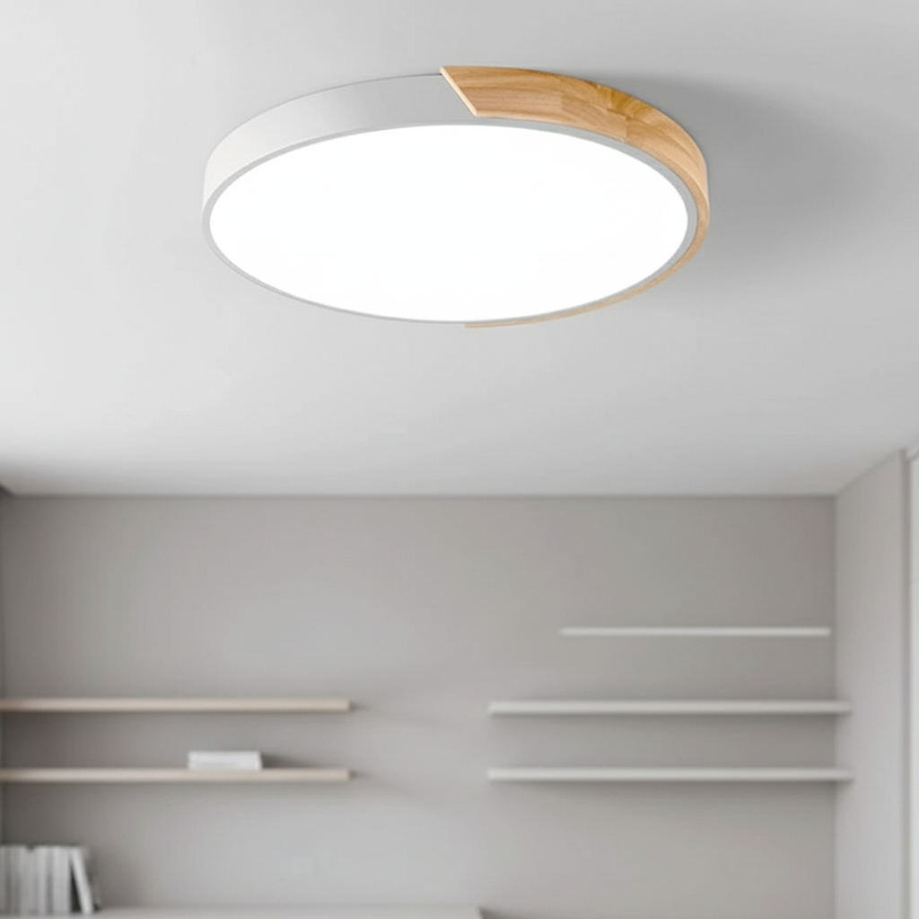 Lumière de plafond encastrée en bois Splice - Design moderne Japandi dimmable