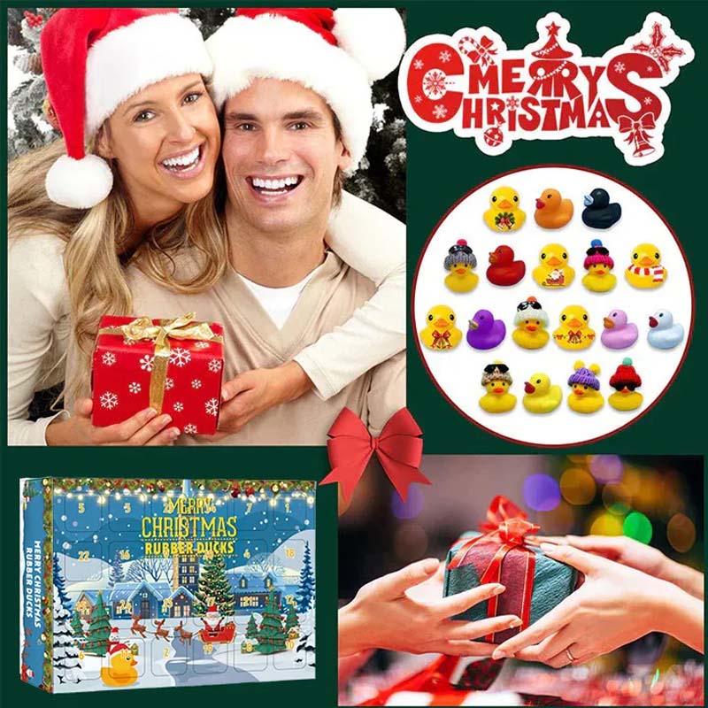 24 Pcs Calendrier de l'Avent Canards en Caoutchouc de Noël