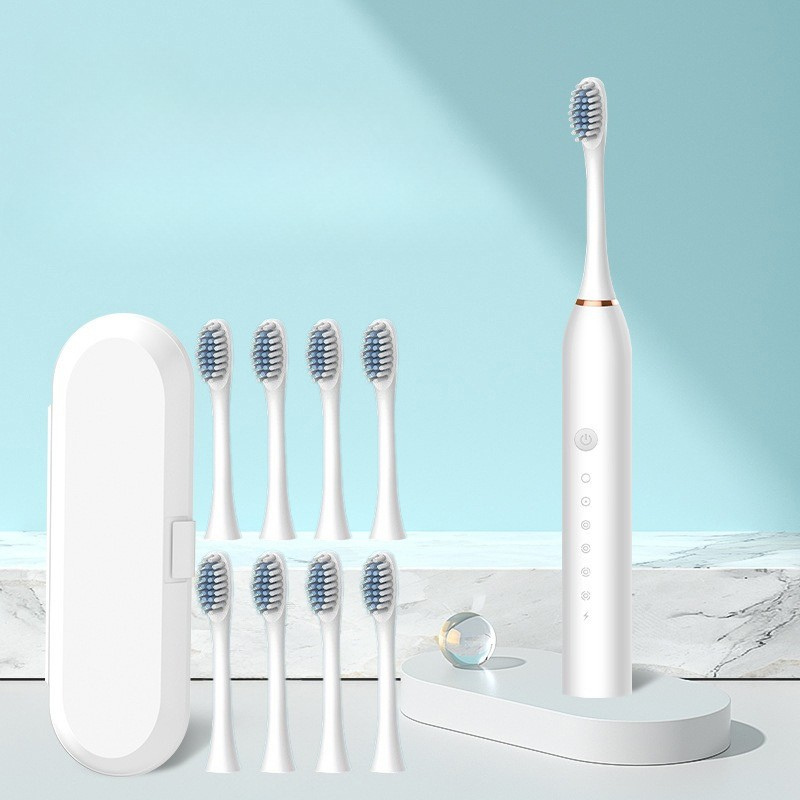 Brosse à dents Sonic Zahnoa | Nettoyage par ultrasons | Silencieuse & Rechargeable | 8 brosses de rechange