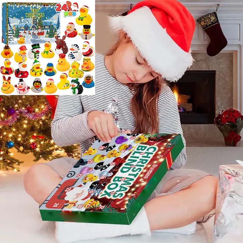 24 Pcs Calendrier de l'Avent Canards en Caoutchouc de Noël