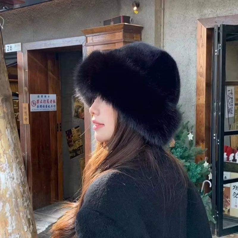 Emma – Chapeau bob en fourrure duveteuse avec protection pour les oreilles