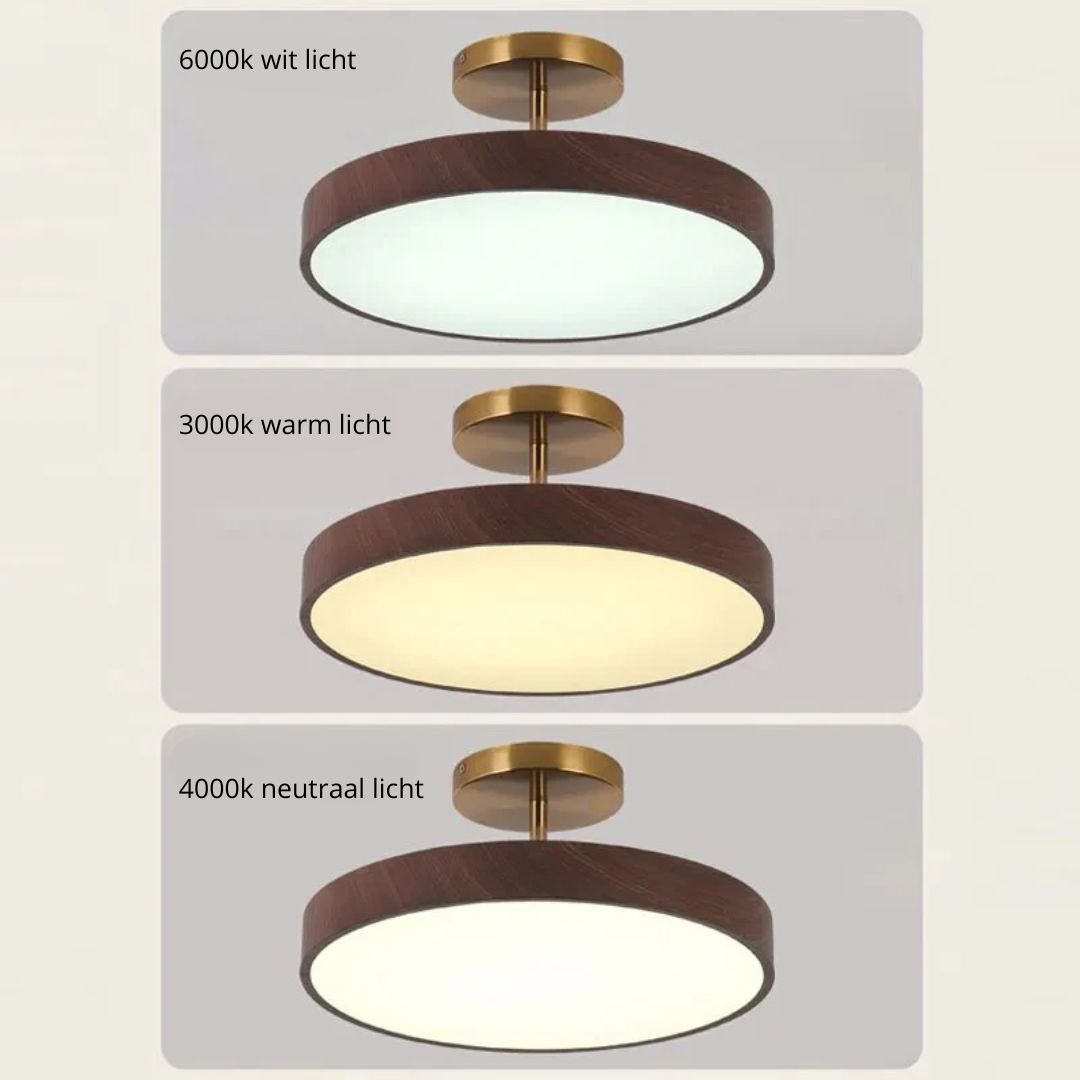 Fjell – Lampe de plafond scandinave avec effet bois et cadre doré