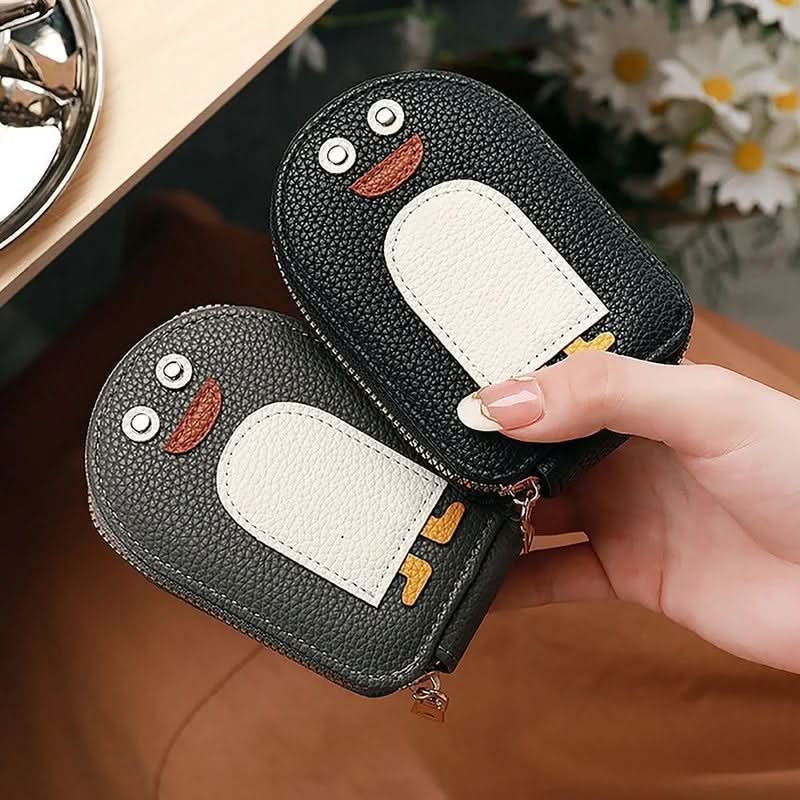 Porte-cartes - motif pingouin compact et durable