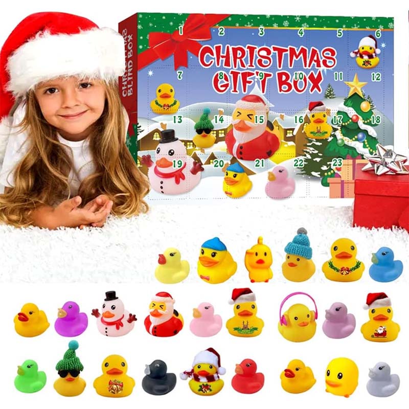 24 Pcs Calendrier de l'Avent Canards en Caoutchouc de Noël