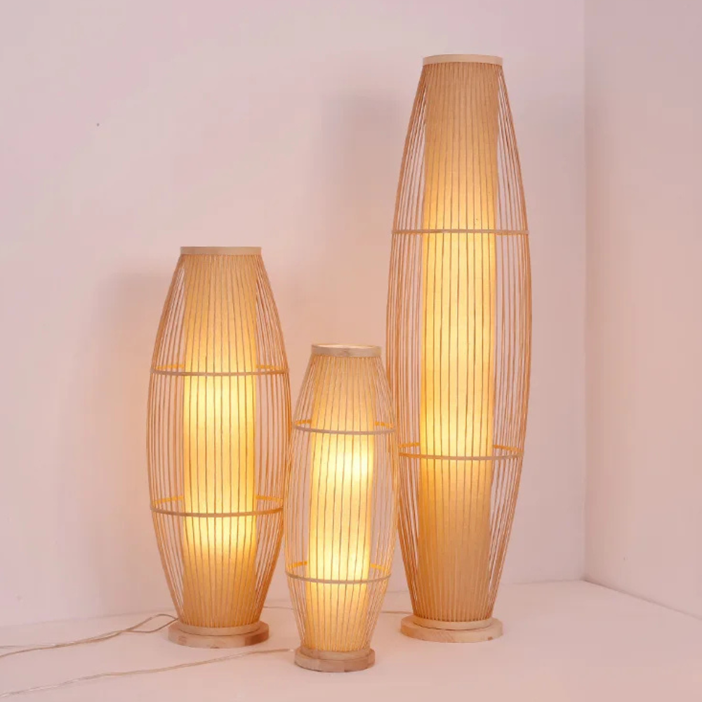 BambooGlow | Élégante lampe de table et de sol moderne éco-responsable pour le salon