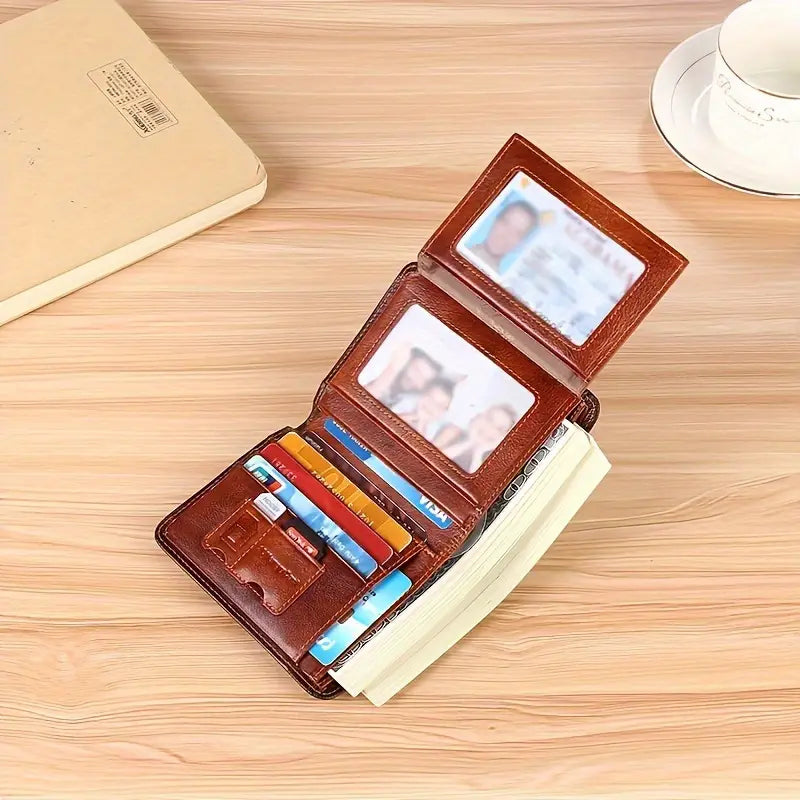 Portefeuille RFID slim bifold en cuir avec multi-poches