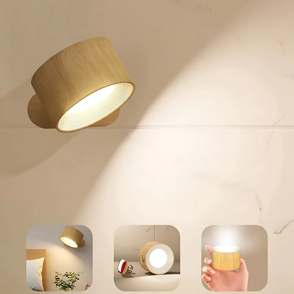 Applique LumiScandi | Sans fil & Rechargeable | Design Scandinave | Bois Chêne