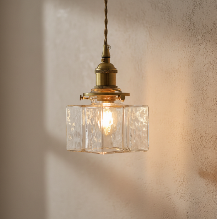 Collection Savoy | Suspension en Verre avec Finition Texturée, Style Vintage pour Éclairage de Cuisine