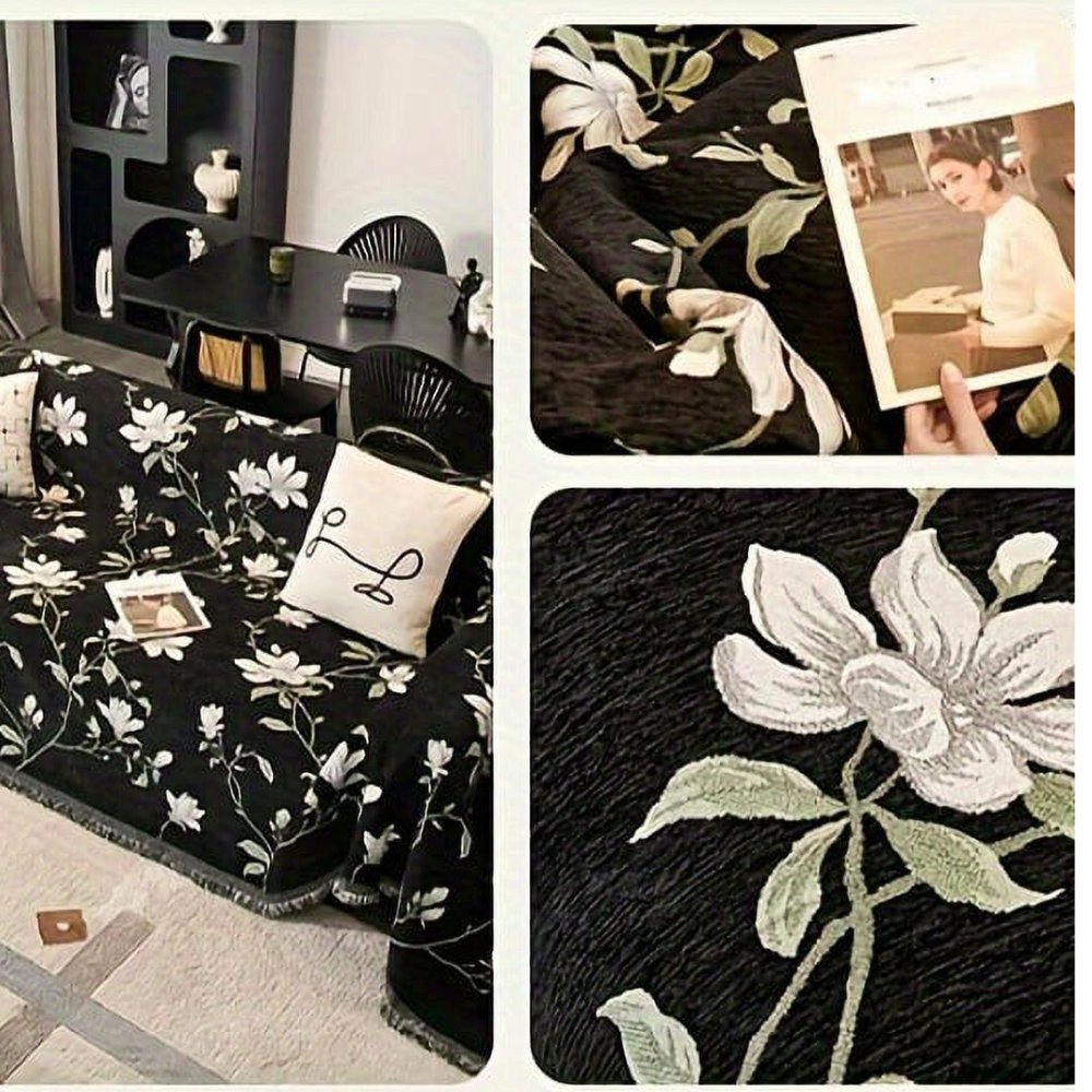 Housse de Canapé Chenille Florale Vintage