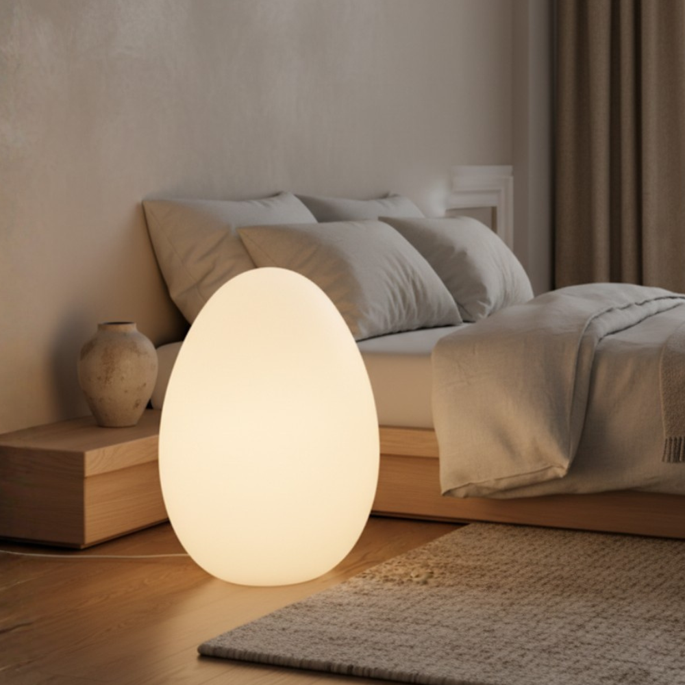 SolStone | Lampe de sol sculpturale œuf moderne minimaliste pour salon