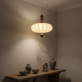 Voile d'Ivoire | Élégant Luminaire Suspendu en Tissu Japandi Mi-Siècle