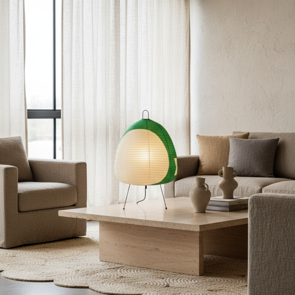 Yunari Haze - Lampe de sol et de table en papier de riz Wabi-Sabi pour une ambiance chaleureuse