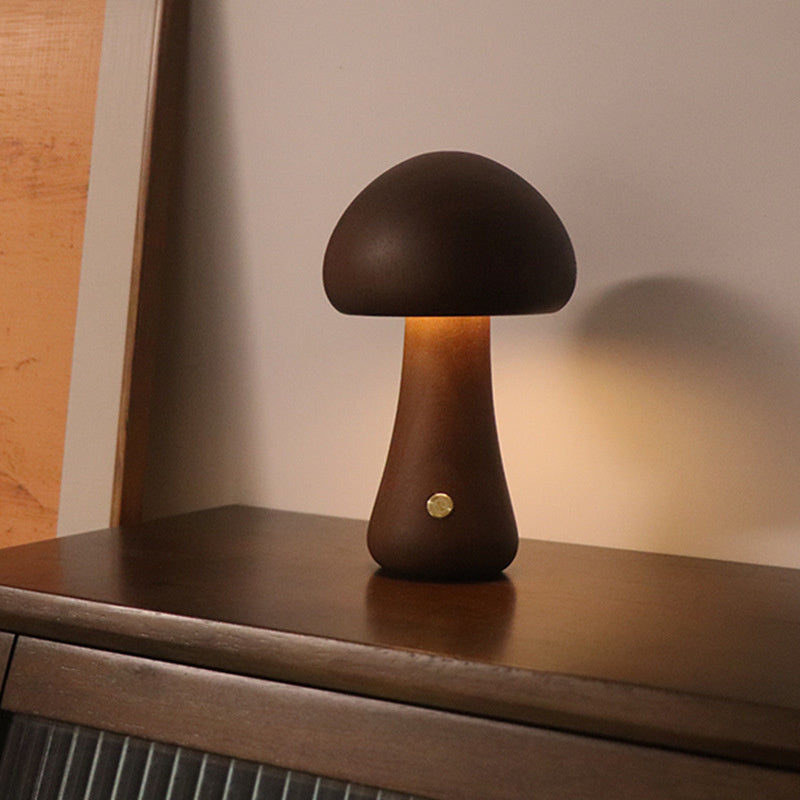 Lampe de table Vintage en bois Champignon