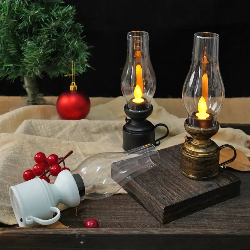 Lanternes LED avec flamme vacillante | sans fil, effet de lumière de bougie sécurisé (sans fumée/chaleur) | Inclus 3x piles LR44 | 18,3 cm | Noir/Blanc/Bronze