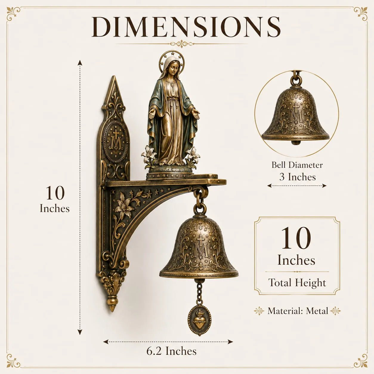 Horloge Murale en Bronze pour Prière et Autel Domestique