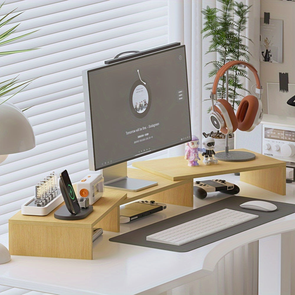 DUALDESK - Support de Moniteur Double Réglable avec Organisateur d'Ordinateur Portable et d'Accessoires