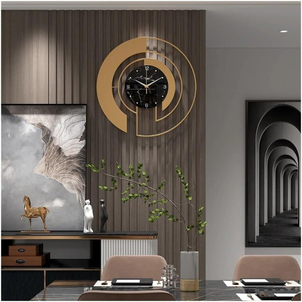 Horloge murale moderne en métal design en verre mouvement silencieux
